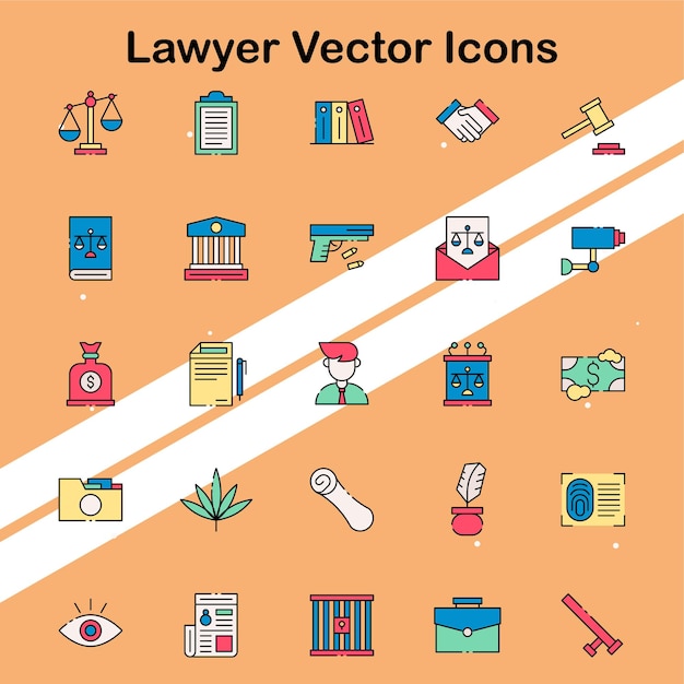 iconos de abogados que representan profesionales legales y herramientas ideales para temas legales y comerciales
