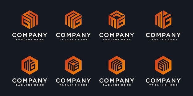 Iconos abstractos para la letra mg, plantilla de diseño de logotipo de icono gm