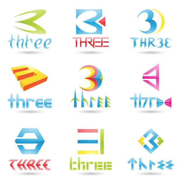 Iconos abstractos para el número 3