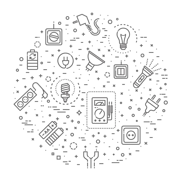 Iconos de accesorios eléctricos