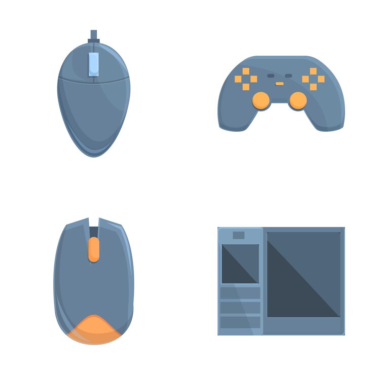 Vector iconos de accesorios para jugadores conjunto de vectores de dibujos animados equipo de juegos profesionales