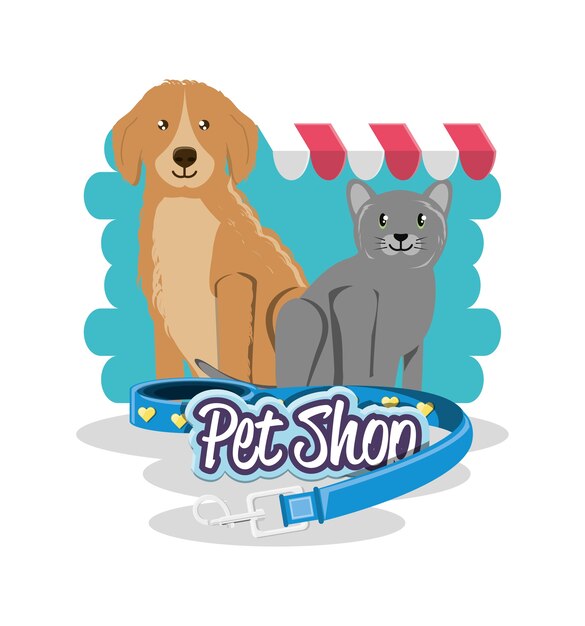 Vector iconos de accesorios de tienda de mascotas