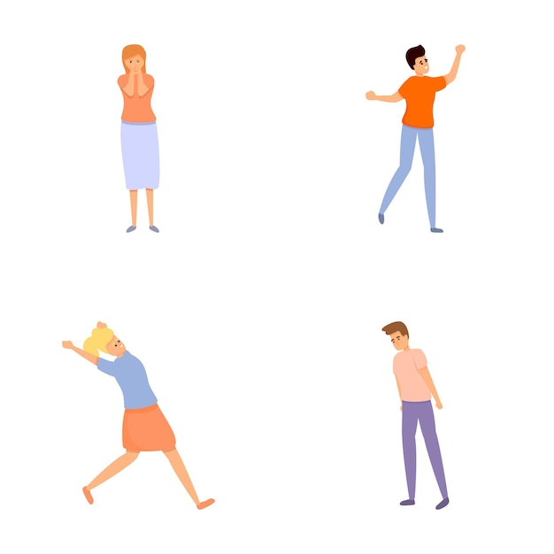 Iconos de accidentes conjunto vector de dibujos animados Caso de trauma físico