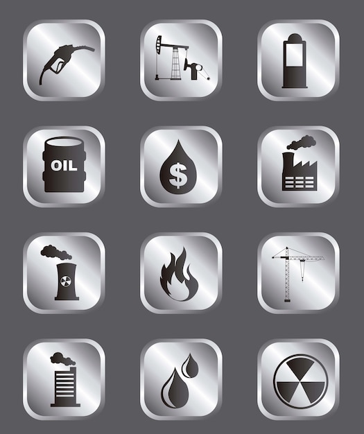 Vector iconos de aceite sobre fondo gris ilustración vectorial