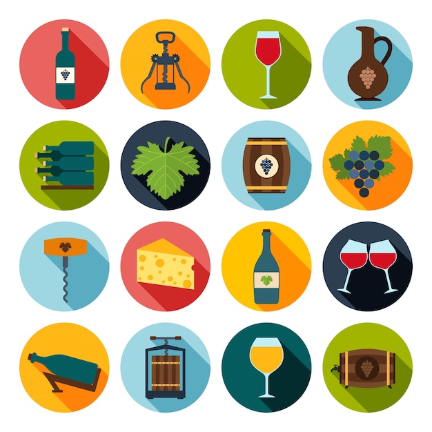 Vector iconos acerca del vino