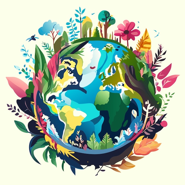 Vector iconos de acuarela que representan la belleza del medio ambiente global