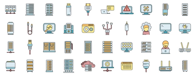 Los iconos del administrador del sistema establecen la línea de color del vector