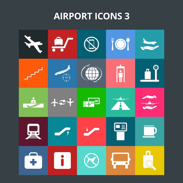 Vector iconos del aeropuerto