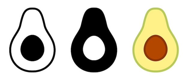 Iconos de aguacate en diferentes estilos gráficos