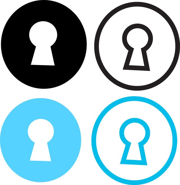 Iconos de agujero de la llave Iconos del agujero del llave Íconos de bloqueo Iconos vectoriales del aguchillo Iconos