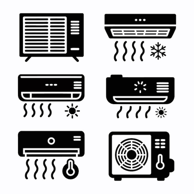 Iconos de aire acondicionado para el control del clima en el hogar