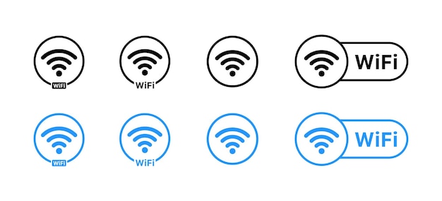 Iconos de ajuste de nivel WiFi Estilo plano y silueta Icones vectoriales