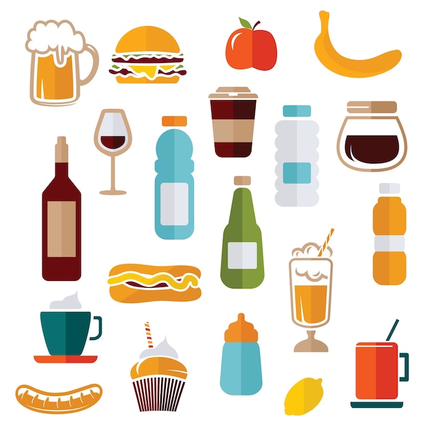 Vector iconos de alimentos - etiquetas de alimentos