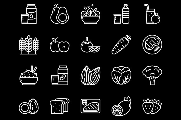 Vector iconos de los alimentos saludables