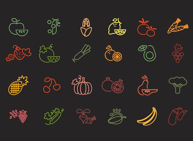 Los íconos de los alimentos son negros.