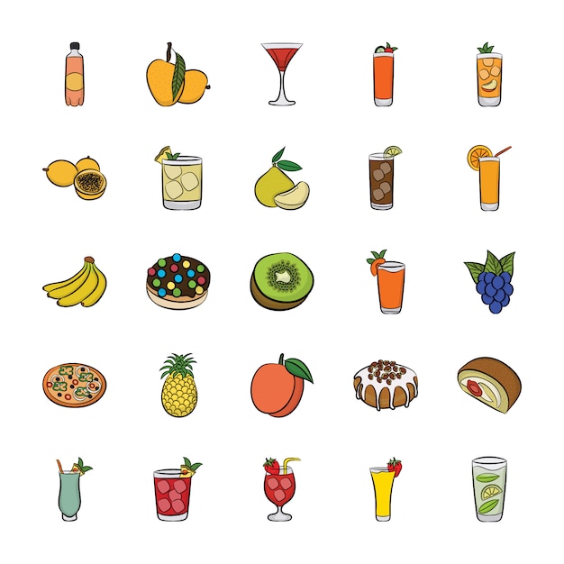 Vector iconos de alimentos