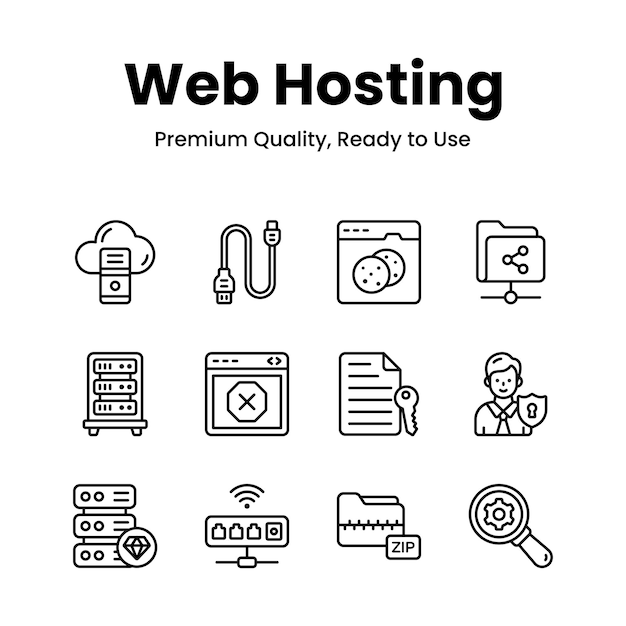 Iconos de alojamiento web de calidad premium listos para usar y descargar