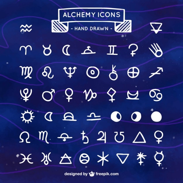 Vector iconos de alquimia dibujados a mano