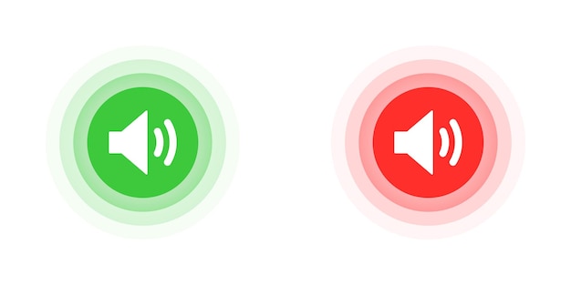 Iconos de altavoz en forma de círculo verde y rojo ilustración vectorial