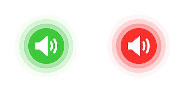 Iconos de altavoz en forma de círculo verde y rojo ilustración vectorial