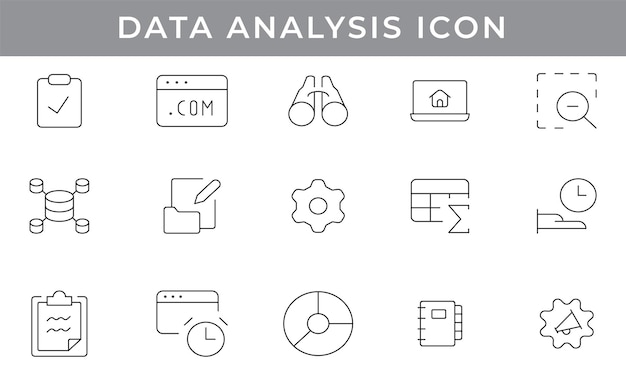 Iconos de análisis de datos para negocios y análisis