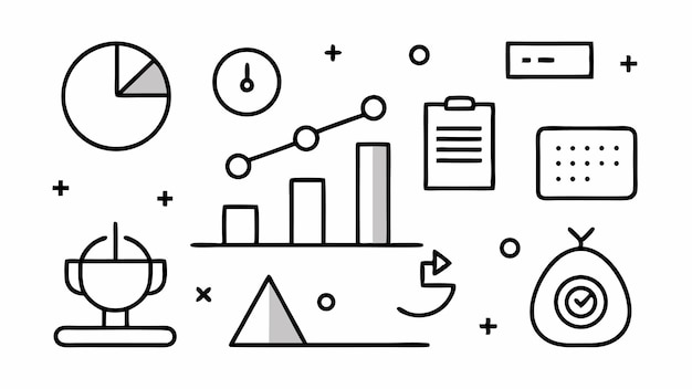 Iconos de análisis de negocios y estrategia