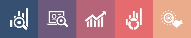 Iconos de análisis Plantilla de diseño infográfico Concepto creativo con 5 opciones