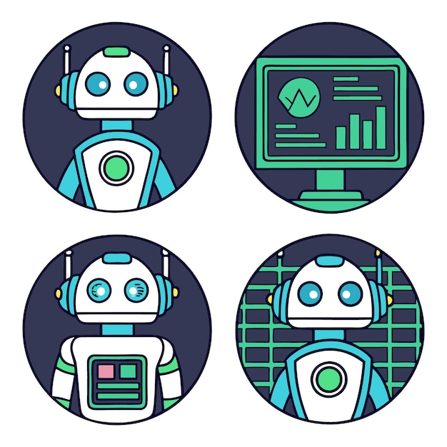 Iconos de análisis de robots de IA