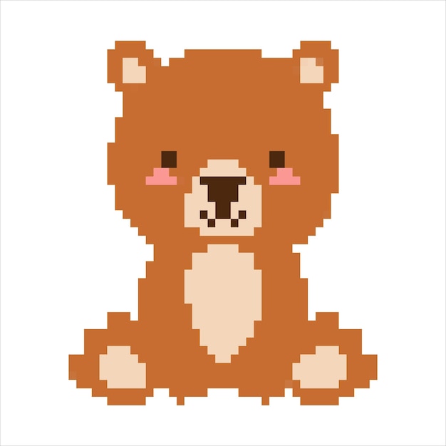 Iconos de animales de arte de píxeles Colección de ilustraciones de estilo retro de 8 bits de tigre oso zorro hipopótamo gi