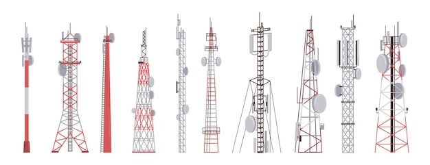 Iconos de antena de comunicación con torre de radio