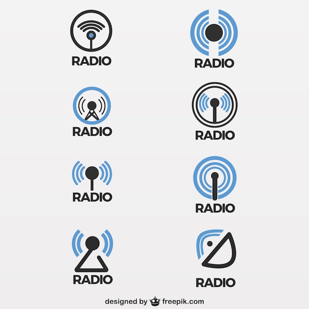 Vector iconos de antena de radio