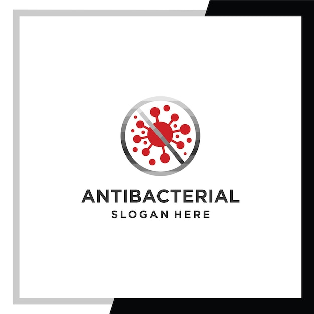 Iconos antibacterianos y antivirales detener el signo de la prohibición de bacterias y virus