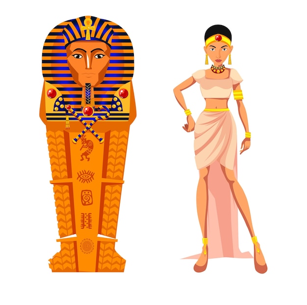 Vector iconos del antiguo egipto caseta criada boceto diseño de dibujos animados