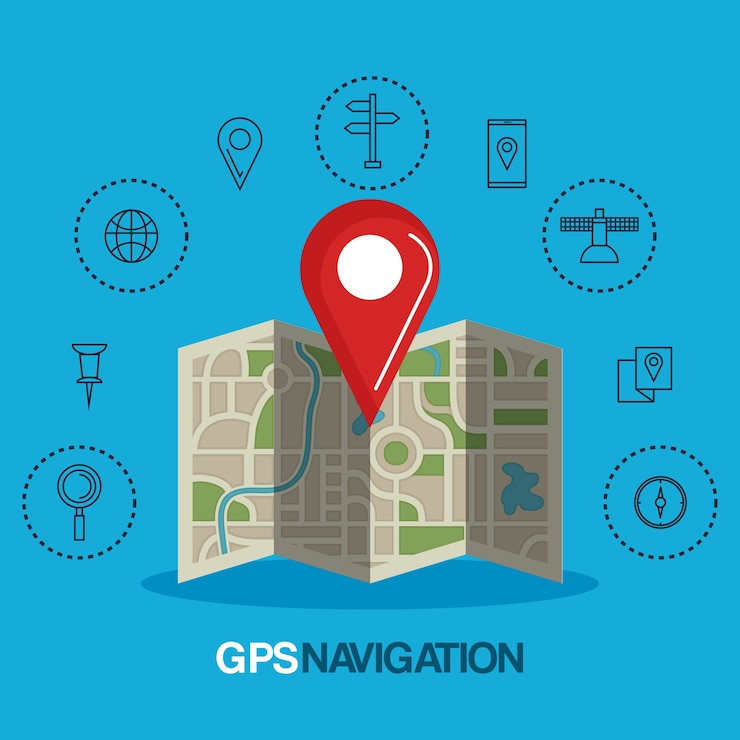 Vector iconos de la aplicación de navegación gps