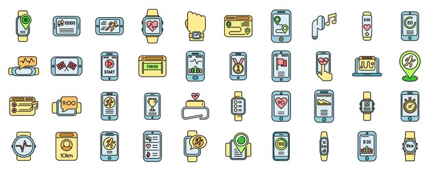 Los iconos de la aplicación Runner establecen una línea de color vectorial