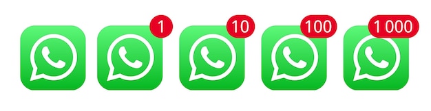 Iconos de la aplicación whatsapp con nuevas notificaciones de mensajes