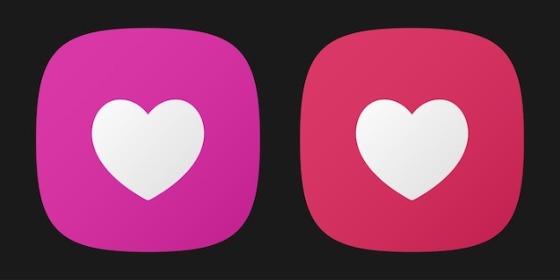 Iconos de aplicaciones de corazón rosado y rojo Icones de aplicaciones de amor