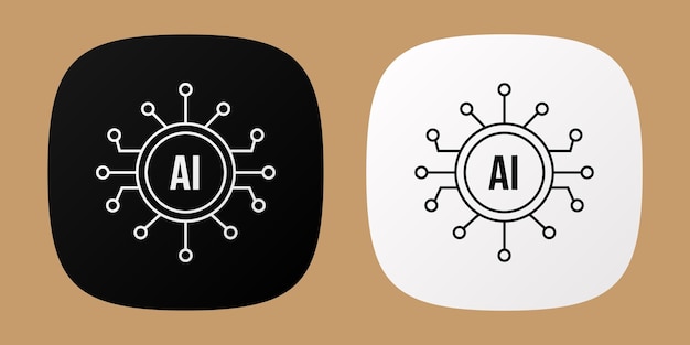 Iconos de aplicaciones de IA en blanco y negro