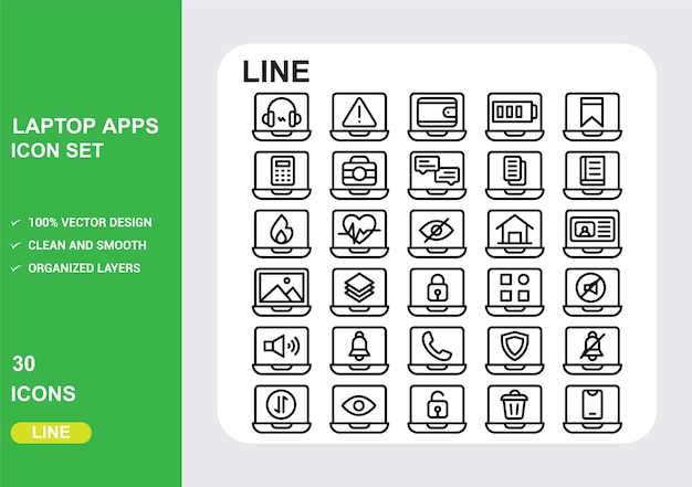Iconos de aplicaciones para portátiles con fondo blanco Vector libre