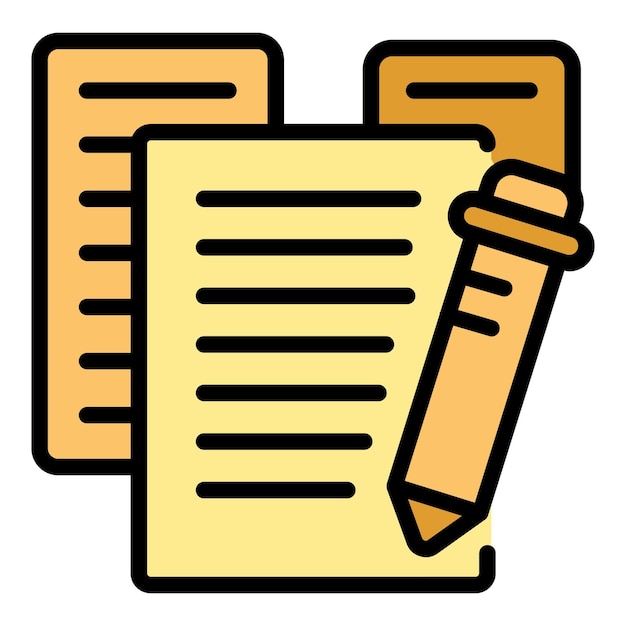 Iconos de aprendizaje, estudio, contorno, vector, investigación de casos, datos de educación, color plano