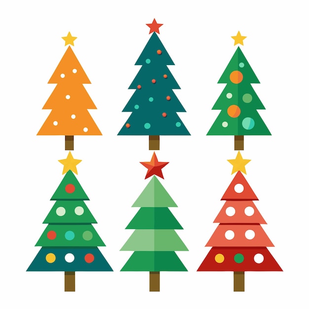 Iconos de árbol de Navidad Ilustración vectorial con fondo blanco