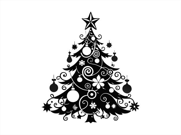 Iconos de árboles de Navidad siluetas en color negro Iconos vectoriales vintage aislados en fondo blanco
