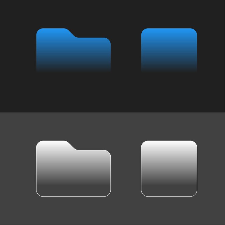 Vector iconos de archivos translúcidos en estilo web3....