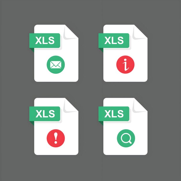 Iconos de archivos XLS con diferentes símbolos