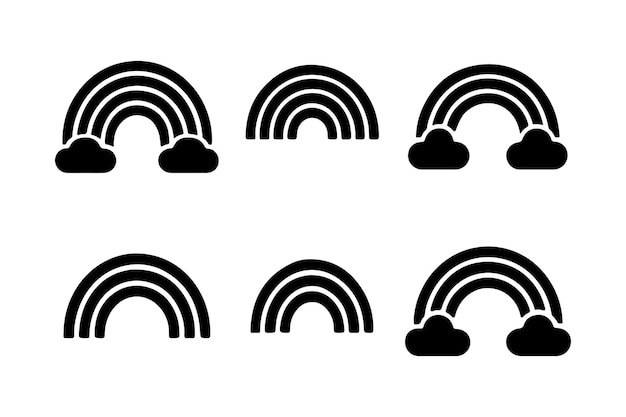 Iconos de arco iris y nubes ideales para el diseño temático del clima