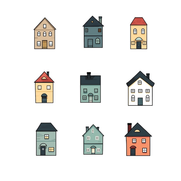 Iconos de arte de clips de pegatinas para construir casas