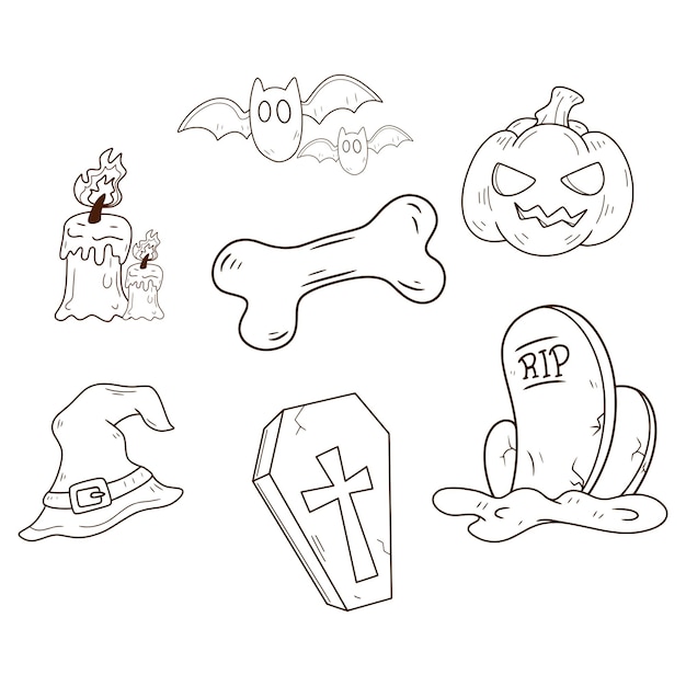 Los íconos del arte de la línea de Halloween