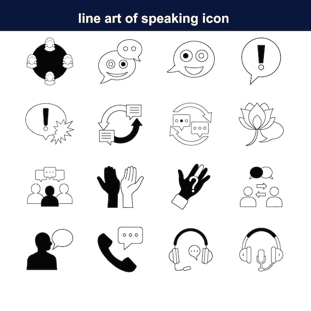 Iconos de arte de línea que hablan