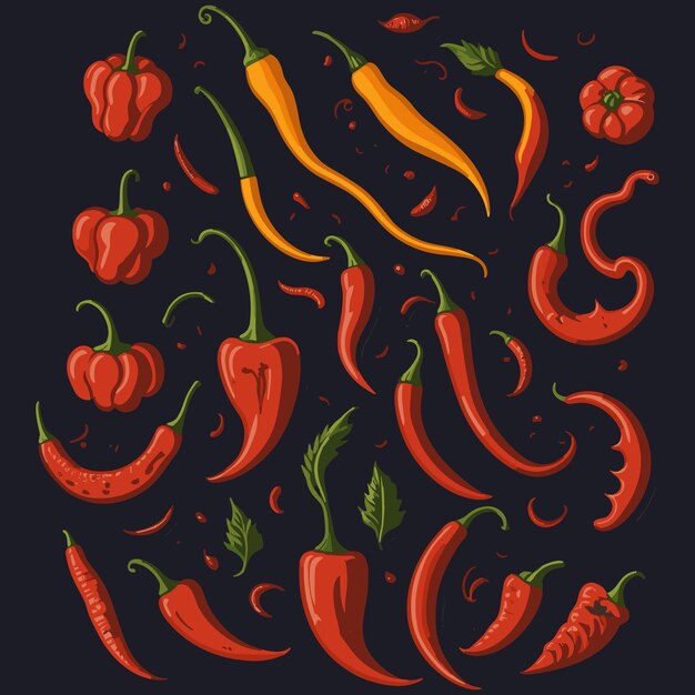 Vector iconos de arte vectorial de chile picante