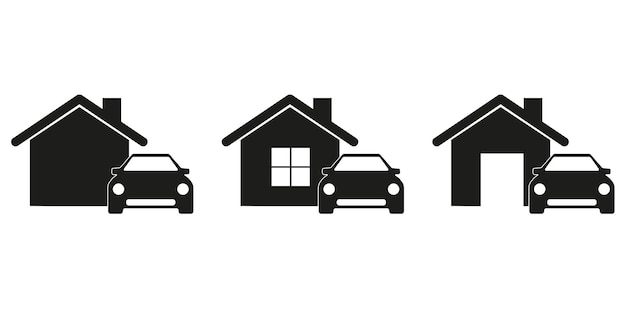 Iconos de autos y casas. Aislado en un fondo blanco en honor moderno. ilustración vectorial eps10